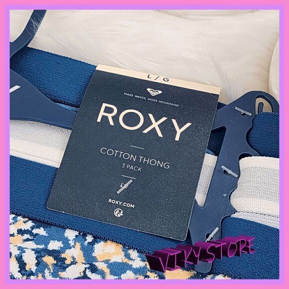 NWT 💖 Roxy Multicolor V-String 3-Pack, Comfort Meets Style, Size Large 💖 - Picture 4 of 5